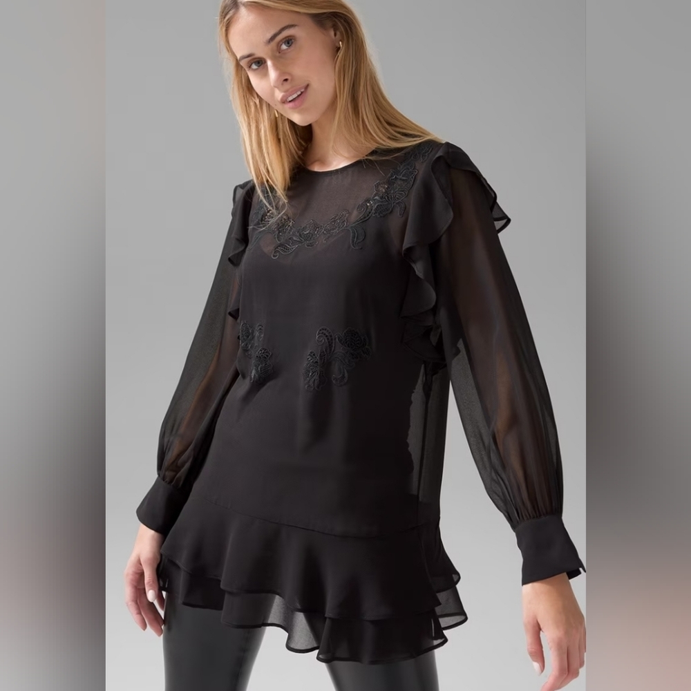 White House Black Market Applique Tunic